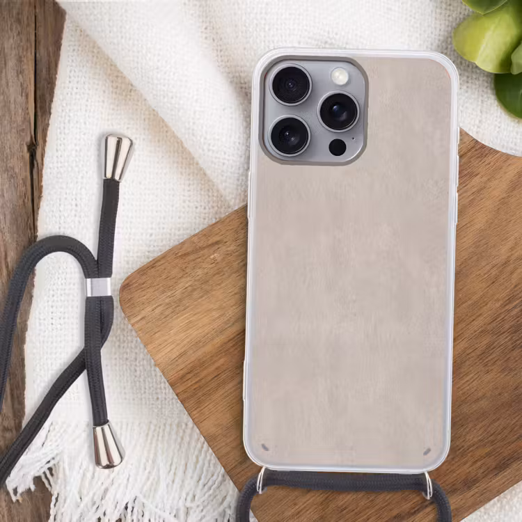 Textuur - Effen - Abstract - Beige Hoesje iPhone 16 Pro Max met koord klein -sfeer4