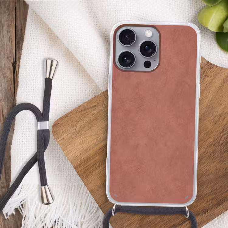 Textuur - Roodbruin - Grof - Modern Hoesje iPhone 16 Pro Max met koord klein -sfeer4