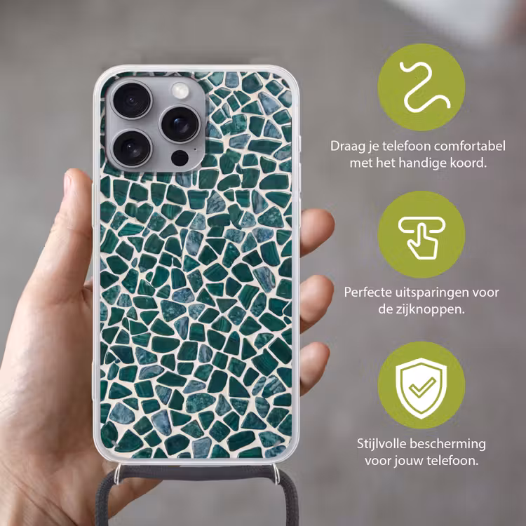 Textuur - Steen - Groen - Abstract - Patroon Hoesje iPhone 16 Pro Max met koord klein -sfeer2_NL