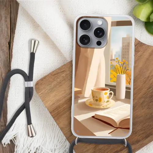 Thee - Boek - Thee - Herfst Hoesje iPhone 16 Pro Max met koord klein -sfeer4