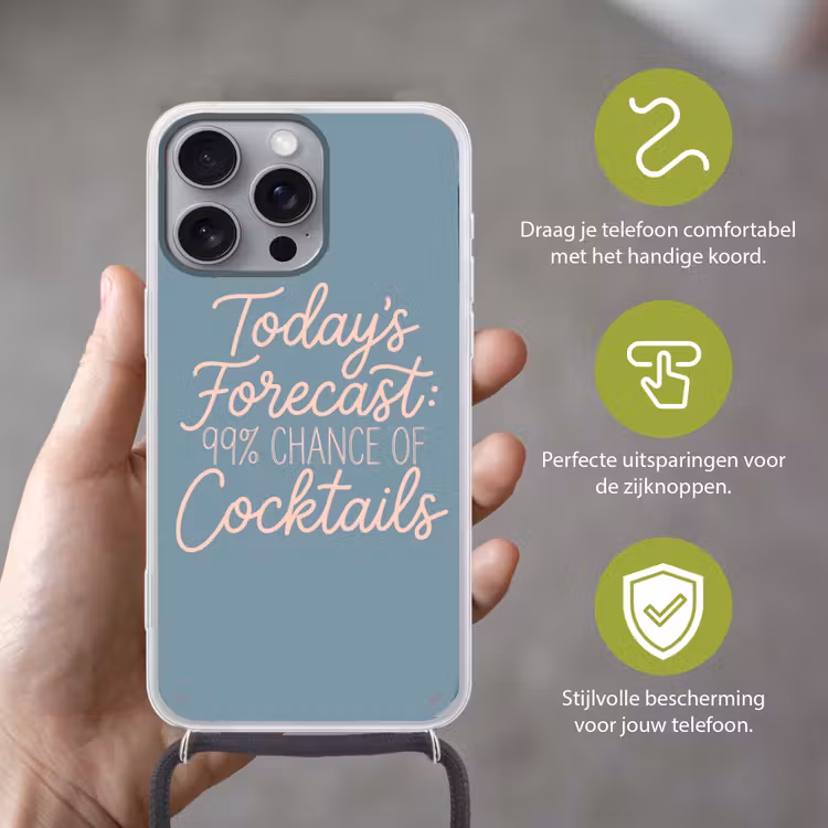Today's Forecast - Cocktails - Blauw Hoesje iPhone 16 Pro Max met koord klein -sfeer2_NL
