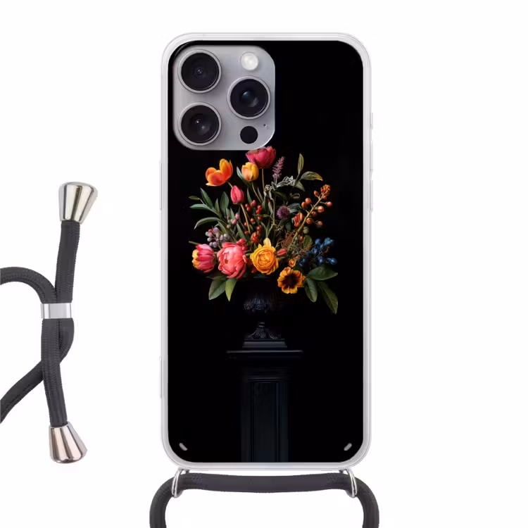 Tulpen - Bessen - Boeket - Vaas Hoesje iPhone 16 Pro Max met koord klein -3d