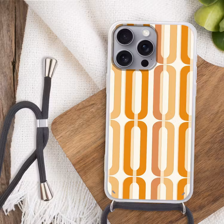 U-vorm - Retro - Oranje Hoesje iPhone 16 Pro Max met koord klein 804 -sfeer4