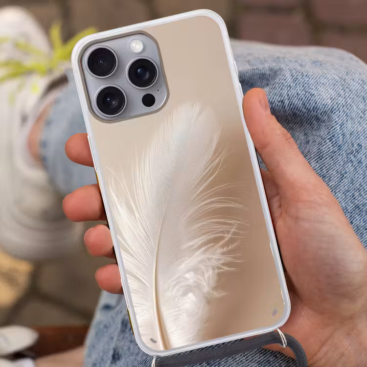 Veer - Minimalistisch - Roze Hoesje iPhone 16 Pro Max met koord klein -sfeer3