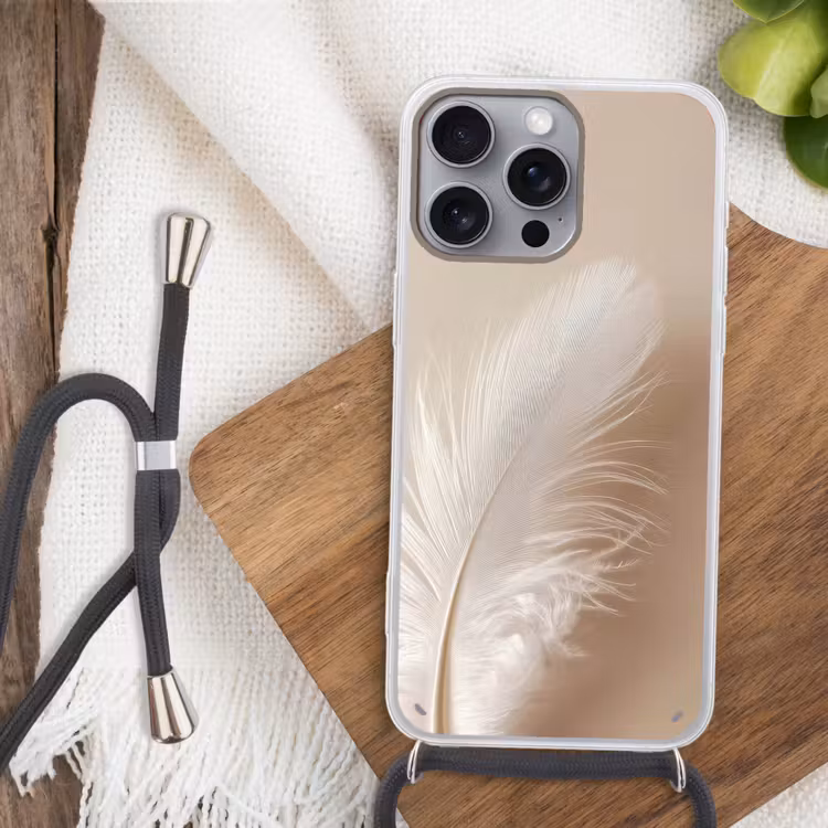 Veer - Minimalistisch - Roze Hoesje iPhone 16 Pro Max met koord klein -sfeer4