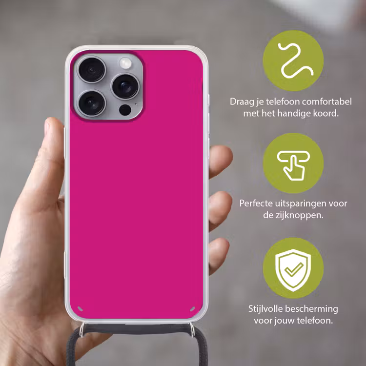 Velvet - Magenta - Roze Hoesje iPhone 16 Pro Max met koord klein 804 -sfeer2_NL
