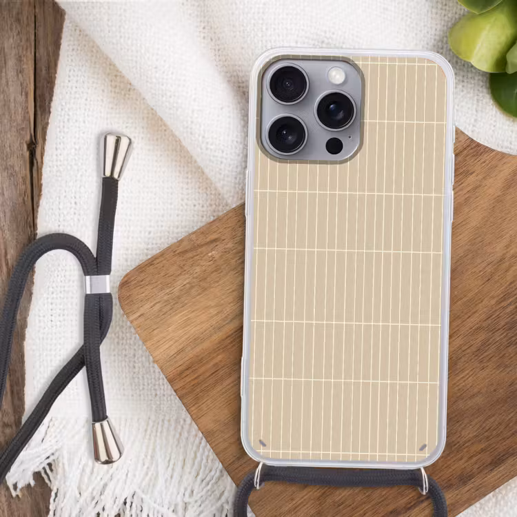 Verticaal - Wandtegel - Crème - Beige Hoesje iPhone 16 Pro Max met koord klein 804 -sfeer4