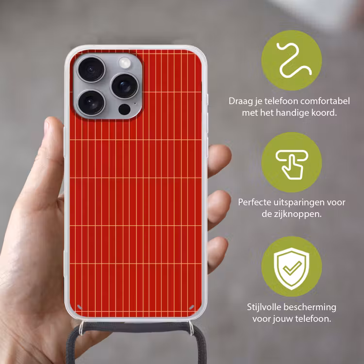 Verticaal - Wandtegel - Helderrood Hoesje iPhone 16 Pro Max met koord klein 804 -sfeer2_NL
