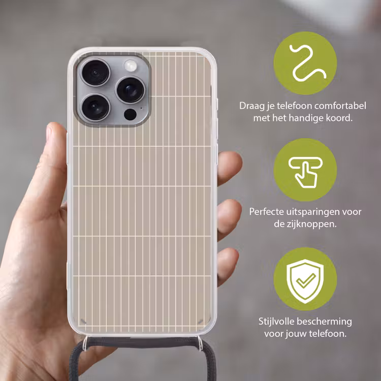 Verticaal - Wandtegel - Licht Beige Hoesje iPhone 16 Pro Max met koord klein 804 -sfeer2_NL