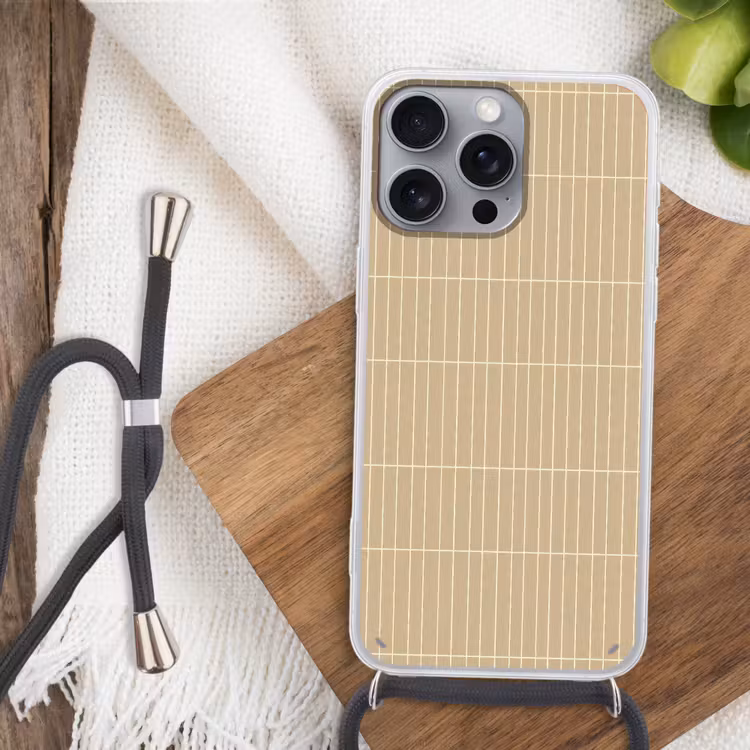 Verticaal - Wandtegel - Zand - Beige Hoesje iPhone 16 Pro Max met koord klein 804 -sfeer4