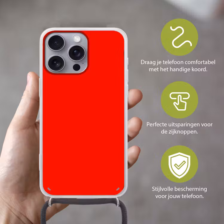 Vibrant - Vermilion - Rood Hoesje iPhone 16 Pro Max met koord klein 804 -sfeer2_NL