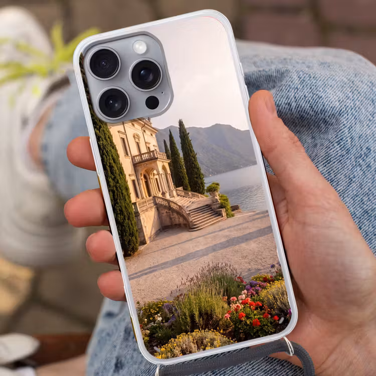 Telefoonhoesje met koord - Villa - water -trappen - Villa - water -trappen Hoesje iPhone 16 Pro Max met koord klein