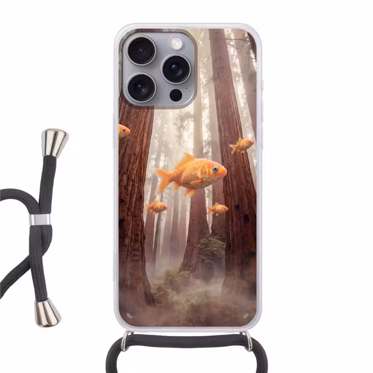 Telefoonhoesje met koord - Vis - Bos - Fantasie - Vis - Bos - Fantasie Hoesje iPhone 16 Pro Max met koord klein