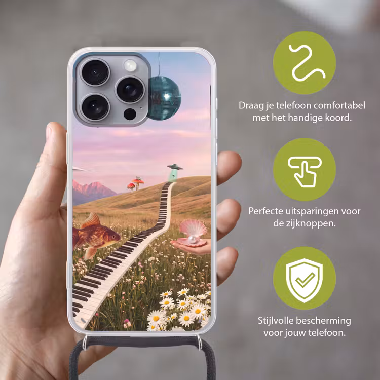 Telefoonhoesje met koord - Vis - Natuur - Abstract - Vis - Natuur - Abstract Hoesje iPhone 16 Pro Max met koord klein