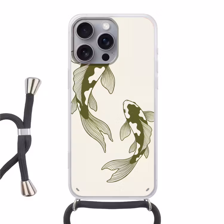 Vis - Zwemmend - Groen - Abstract - Dieren Hoesje iPhone 16 Pro Max met koord klein -3d