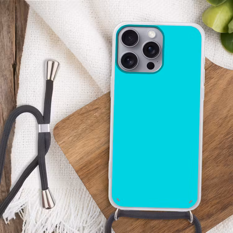 Vivid - Aquamarine - Turkoois Hoesje iPhone 16 Pro Max met koord klein 804 -sfeer4
