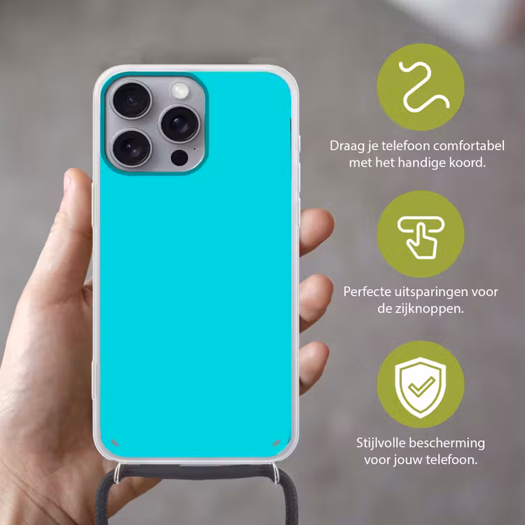 Vivid - Aquamarine - Turkoois Hoesje iPhone 16 Pro Max met koord klein 804 -sfeer2_NL