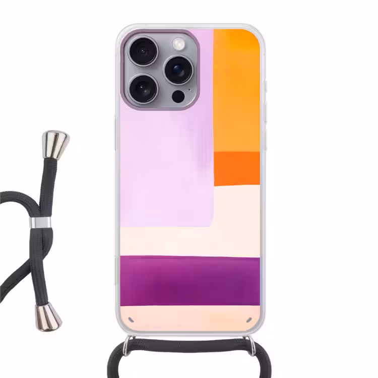 Vlakken - Abstract - Rechthoekig - Oranje Hoesje iPhone 16 Pro Max met koord klein -3d