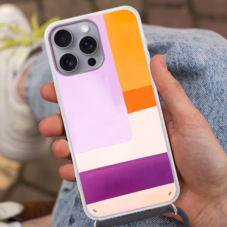 Vlakken - Abstract - Rechthoekig - Oranje Hoesje iPhone 16 Pro Max met koord klein -sfeer3
