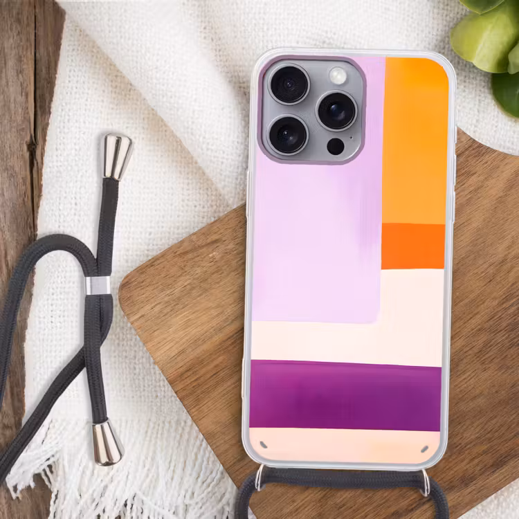 Vlakken - Abstract - Rechthoekig - Oranje Hoesje iPhone 16 Pro Max met koord klein -sfeer4
