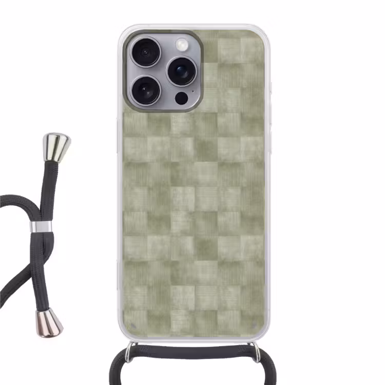Vlakken - Rustiek - Groen Hoesje iPhone 16 Pro Max met koord klein 804 -3d