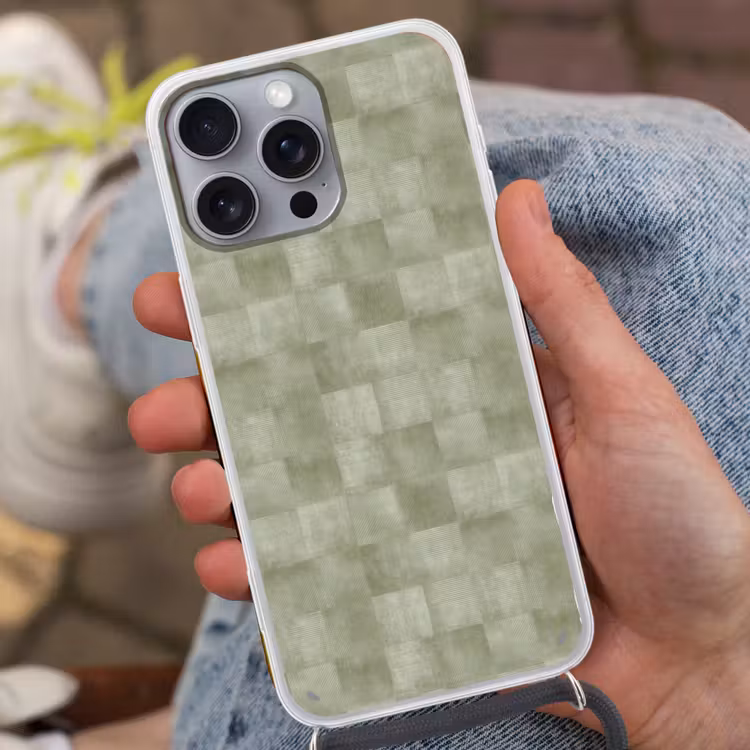 Vlakken - Rustiek - Groen Hoesje iPhone 16 Pro Max met koord klein 804 -sfeer3