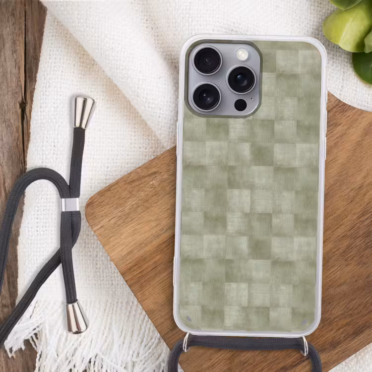 Vlakken - Rustiek - Groen Hoesje iPhone 16 Pro Max met koord klein 804 -sfeer4