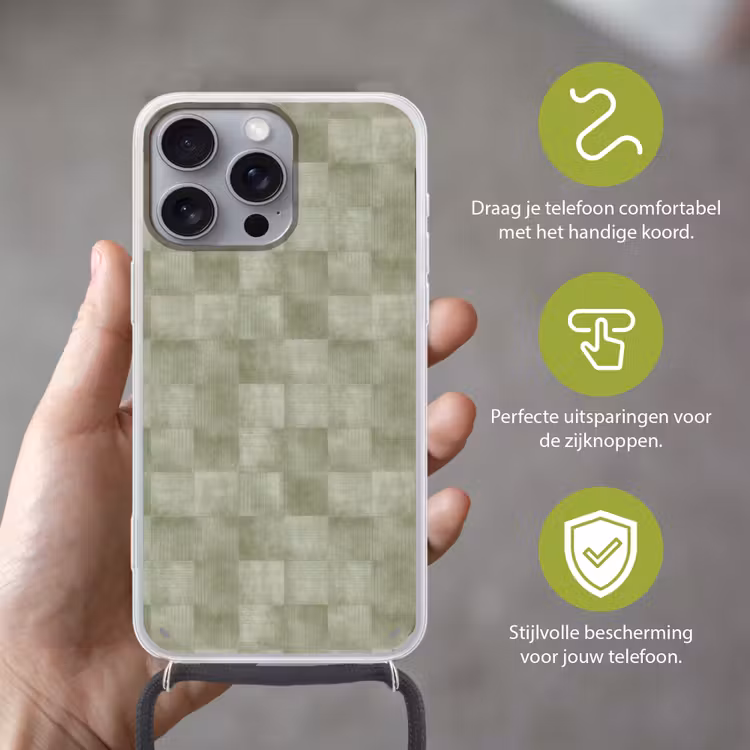 Vlakken - Rustiek - Groen Hoesje iPhone 16 Pro Max met koord klein 804 -sfeer2_NL