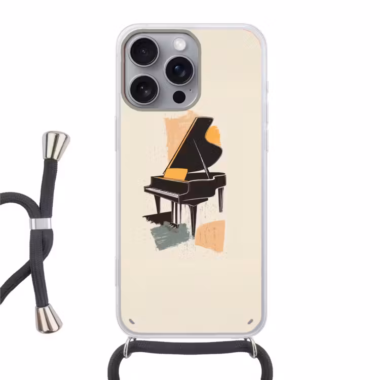 Vleugel - Zwart - Abstract - Illustratie Hoesje iPhone 16 Pro Max met koord klein -3d