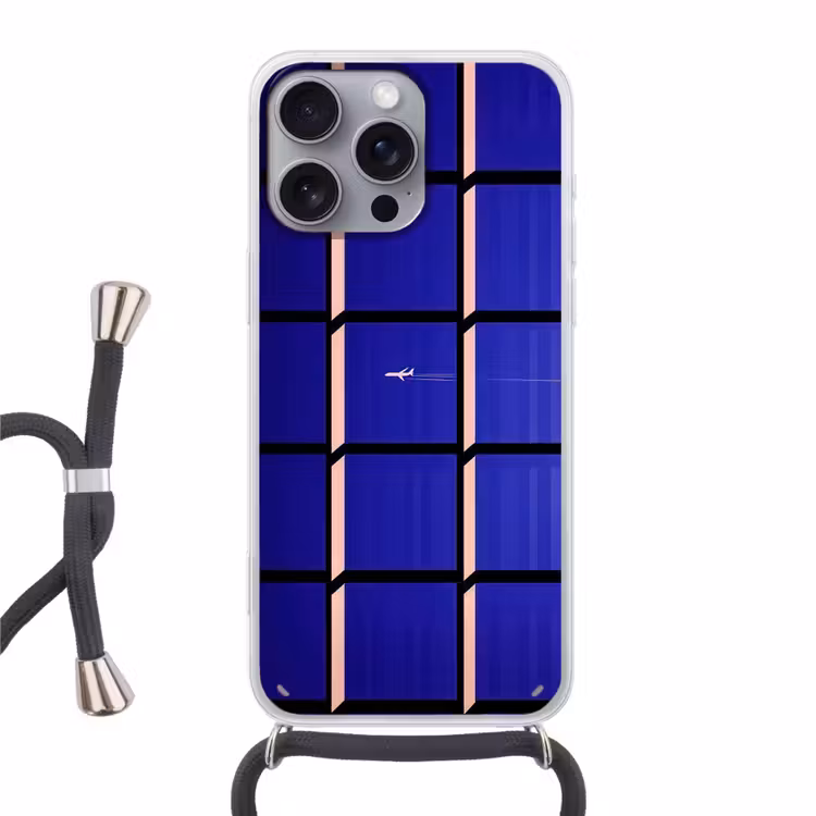 Vliegtuig - Ruiten - Blauw - Rechthoekig Hoesje iPhone 16 Pro Max met koord klein -3d