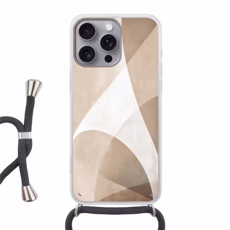 Vloeiende vlakken - Harmonieus - Golvend Hoesje iPhone 16 Pro Max met koord klein -3d