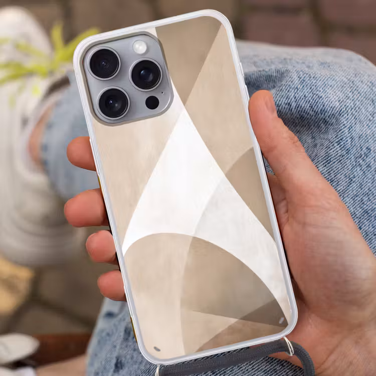 Vloeiende vlakken - Harmonieus - Golvend Hoesje iPhone 16 Pro Max met koord klein -sfeer3