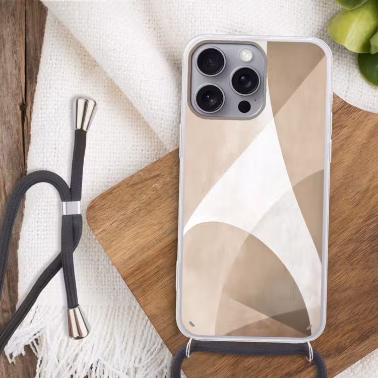 Vloeiende vlakken - Harmonieus - Golvend Hoesje iPhone 16 Pro Max met koord klein -sfeer4