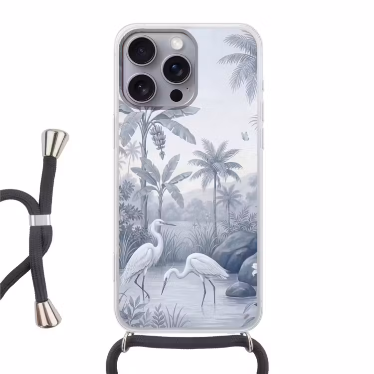 Vogel - Water - Tropisch - Natuur - Blauw Hoesje iPhone 16 Pro Max met koord klein -3d