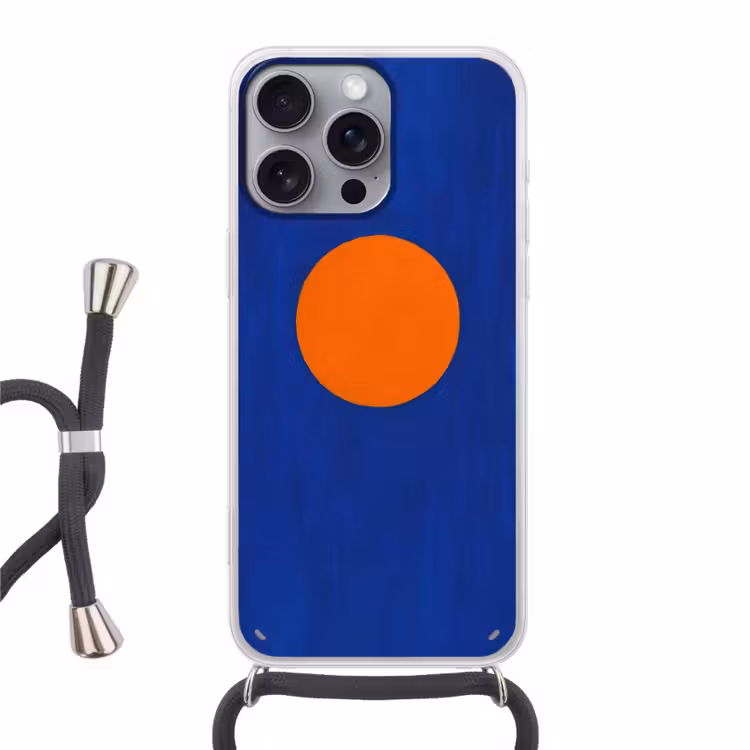 Vorm - Rond - Minimalistisch - Blauw Hoesje iPhone 16 Pro Max met koord klein -3d
