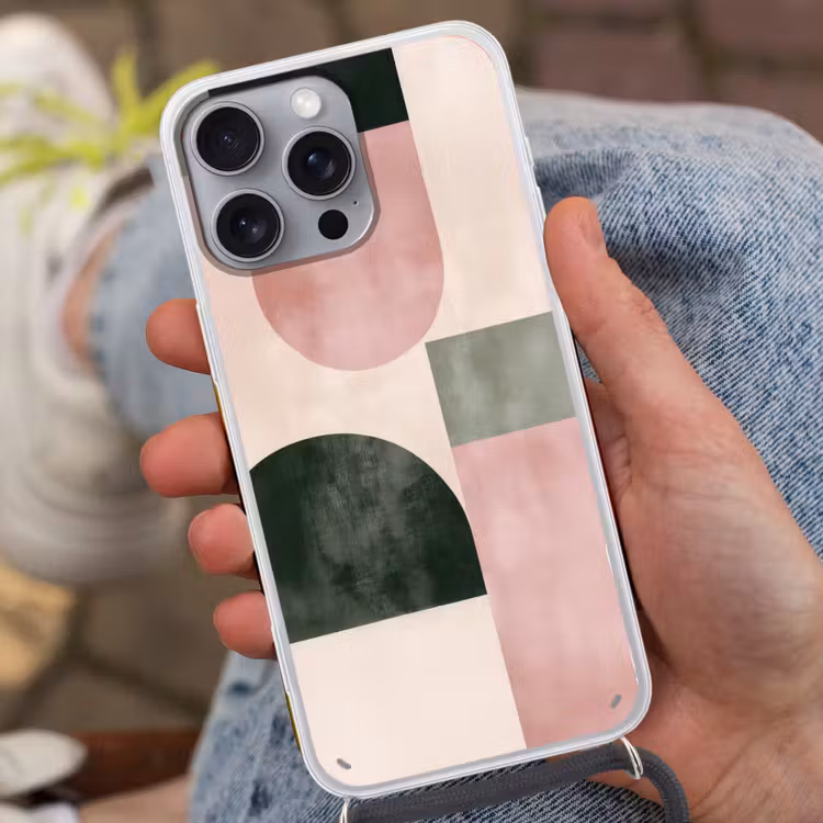 Vormen - Abstract - Cirkel - Zwart Hoesje iPhone 16 Pro Max met koord klein -sfeer3