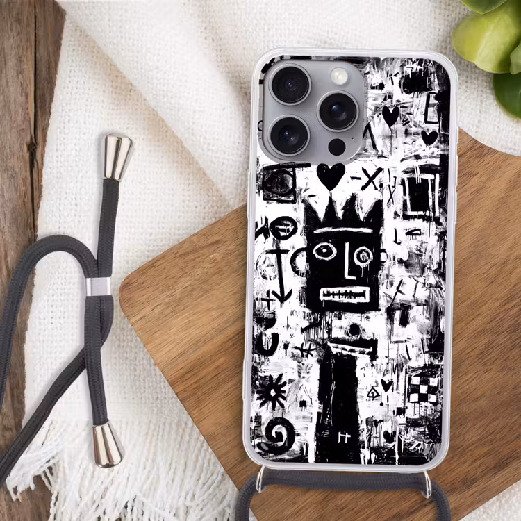 Vormen - Gezocht - Zwart - Abstract Hoesje iPhone 16 Pro Max met koord klein -sfeer4