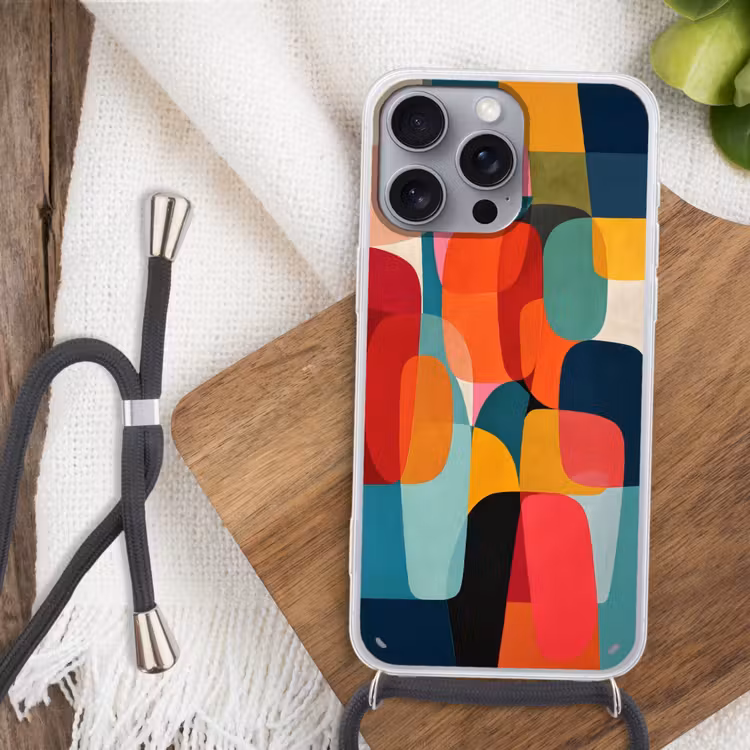 Vormen - Kleurrijk - Abstract - Vlakken Hoesje iPhone 16 Pro Max met koord klein -sfeer4