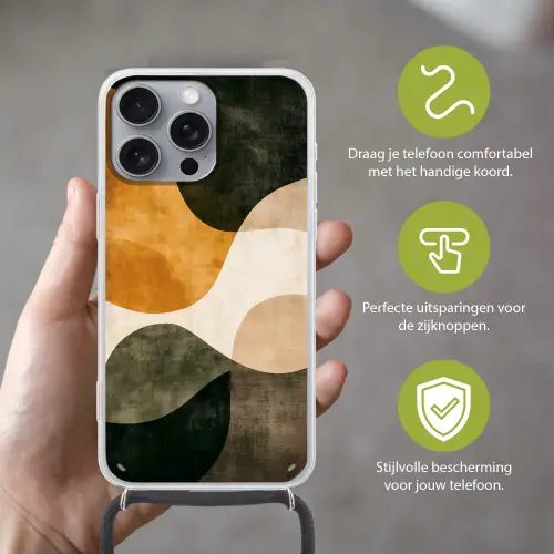 Vormen - Okergeel - Abstract Hoesje iPhone 16 Pro Max met koord klein -sfeer2_NL
