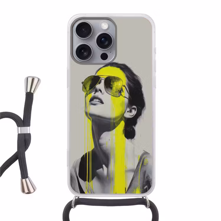 Vrouw - Bril - Verf Hoesje iPhone 16 Pro Max met koord klein -3d