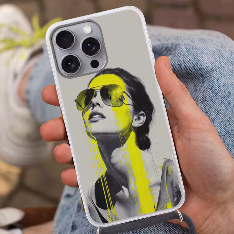 Vrouw - Bril - Verf Hoesje iPhone 16 Pro Max met koord klein -sfeer3