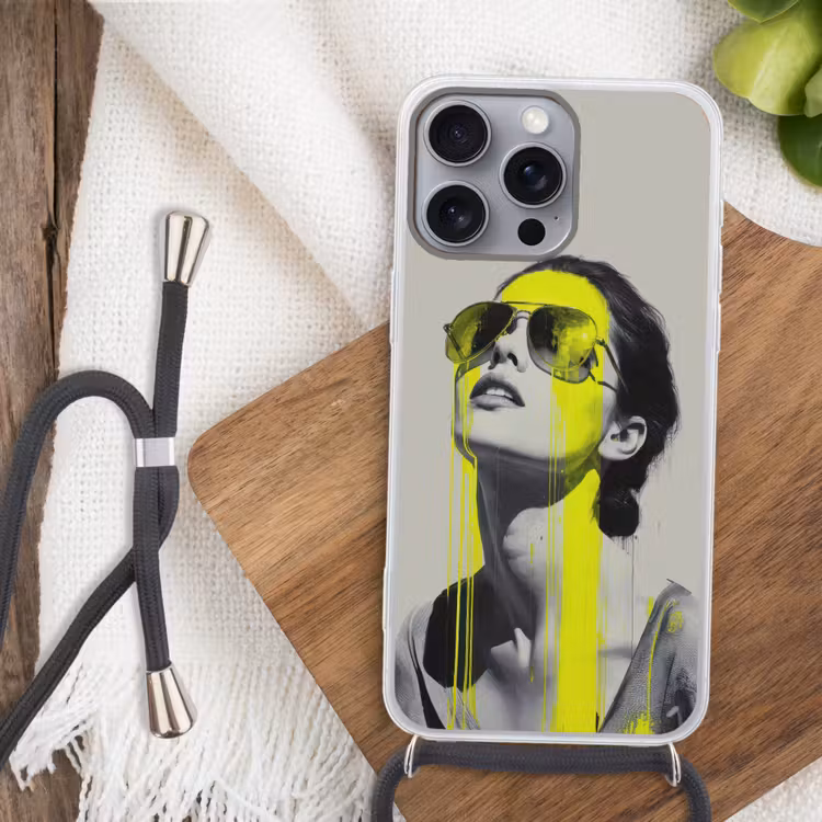 Vrouw - Bril - Verf Hoesje iPhone 16 Pro Max met koord klein -sfeer4