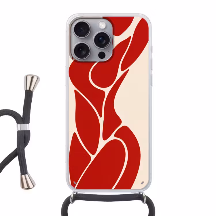 Vrouw - Figuur - Abstract - Modern - Rood Hoesje iPhone 16 Pro Max met koord klein -3d