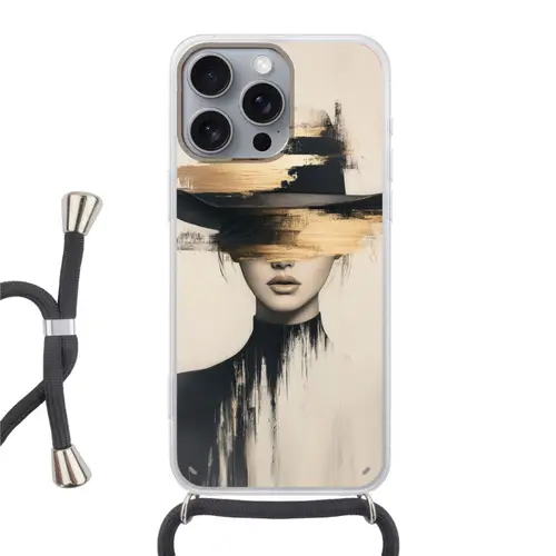 Vrouw - Hoed - Verf Hoesje iPhone 16 Pro Max met koord klein -3d