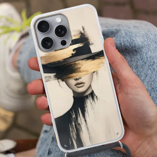 Vrouw - Hoed - Verf Hoesje iPhone 16 Pro Max met koord klein -sfeer3