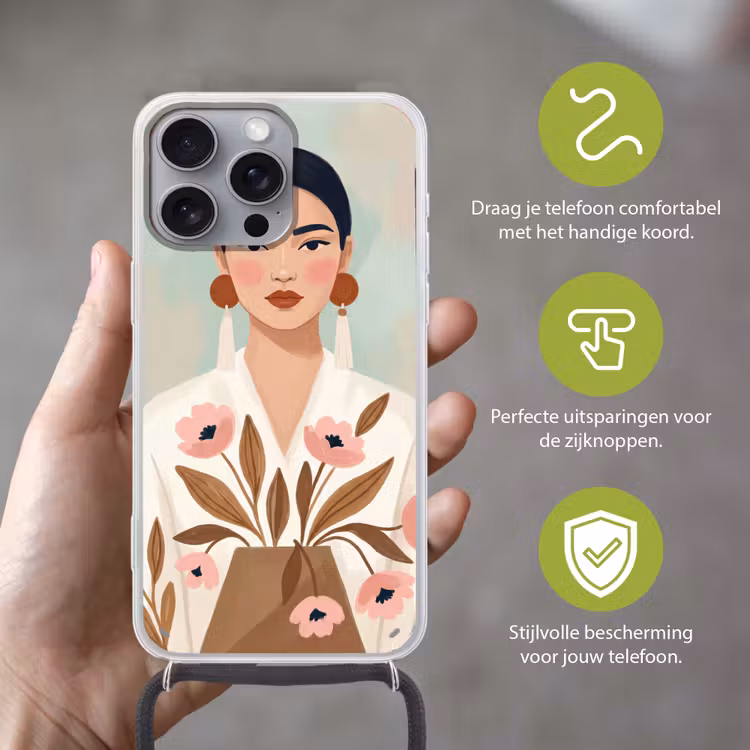 Vrouw - Kimono - Pastel Hoesje iPhone 16 Pro Max met koord klein -sfeer2_NL