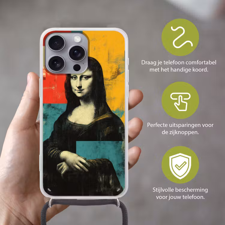 Vrouw - Kleurvlakken - Klassieke schilderkunst Hoesje iPhone 16 Pro Max met koord klein -sfeer2_NL