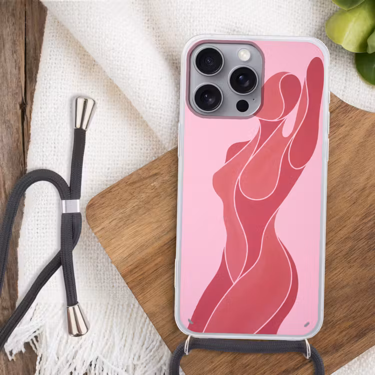 Vrouw - Lichaam - Abstract - Roze Hoesje iPhone 16 Pro Max met koord klein -sfeer4