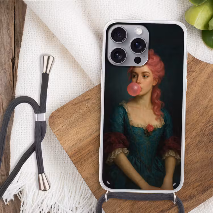 Vrouw - Portret - Kauwgombel Hoesje iPhone 16 Pro Max met koord klein -sfeer4