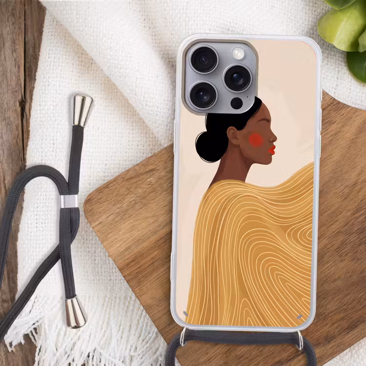 Vrouw - Profiel - Modern - Abstract - Kunst Hoesje iPhone 16 Pro Max met koord klein -sfeer4